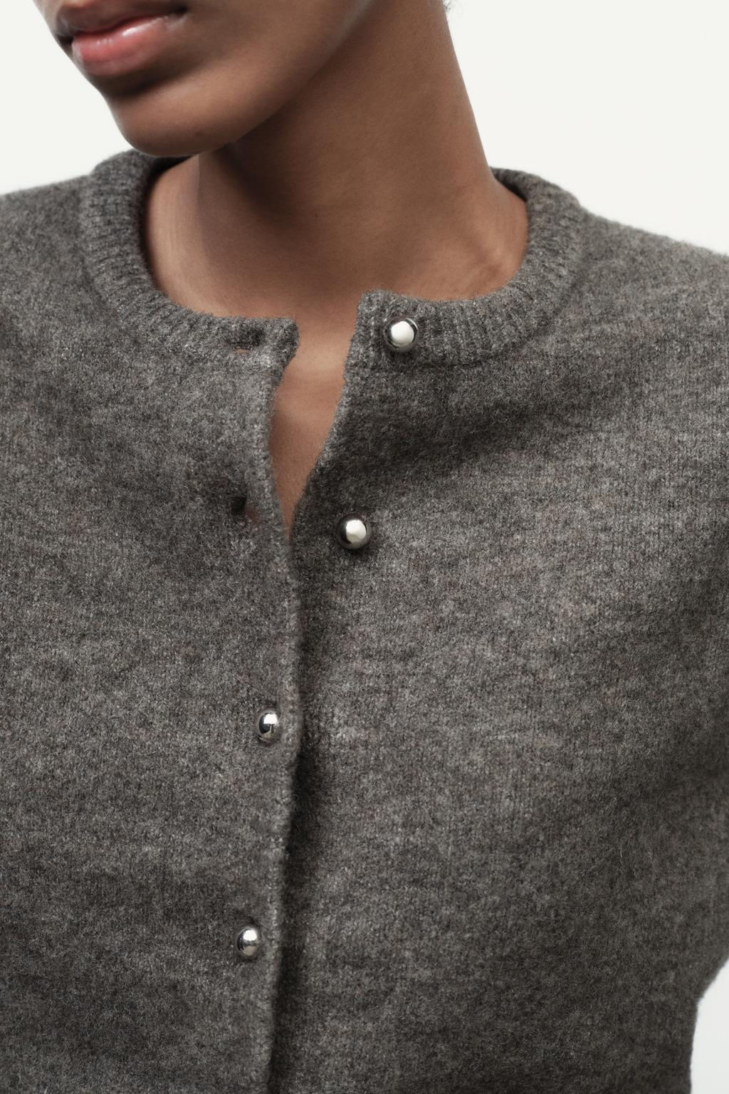 KNIT CARDIGAN WITH METAL BUTTONS - Zara фото 3