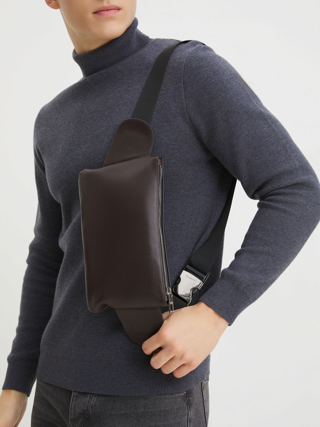 Мужская поясная сумка CALZETTI ADAM R Артикул 2435959, темно-коричневый  фото 7