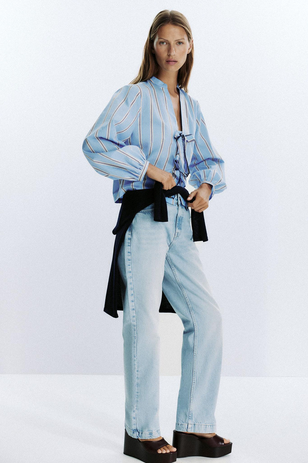 STRIPED POPLIN SHIRT WITH TIES - Zara фото 31