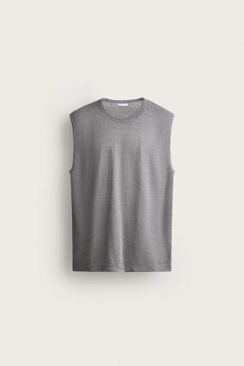 CAMISETA TANK PUNTO 100% LINO / Gris - Zara фото 7