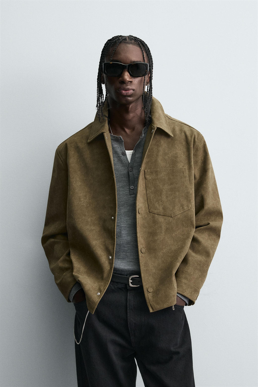 BOXY FIT FAUX SUEDE OVERSHIRT - Zara фото 2