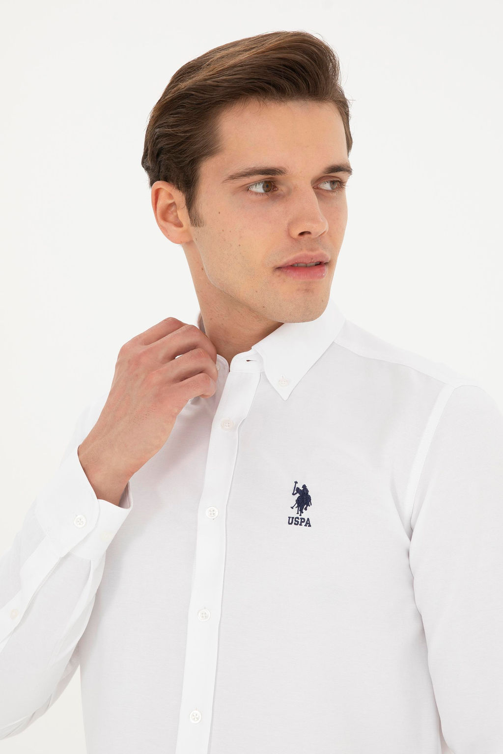 Мужская белая базовая рубашка с длинным рукавом - U.s. polo assn фото 2