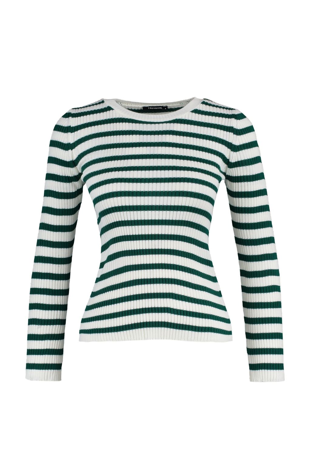 Ac?k Yesil Basic Cizgili Triko Kazak TWOAW21KZ0942