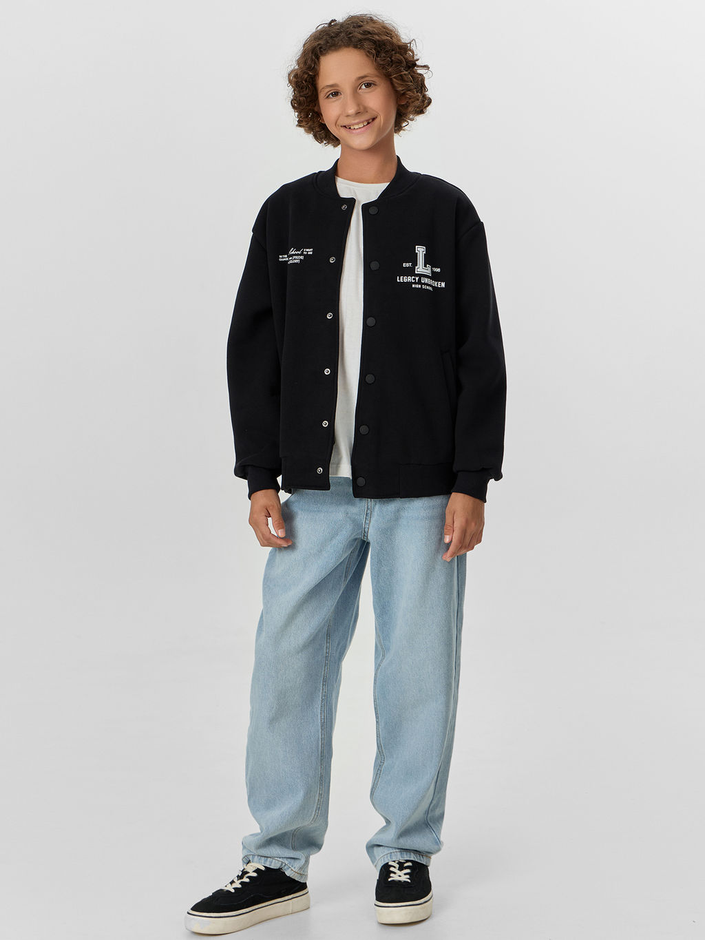 Бомбер для мальчиков черный с принтом legacy unbroken - Mark formelle фото 4