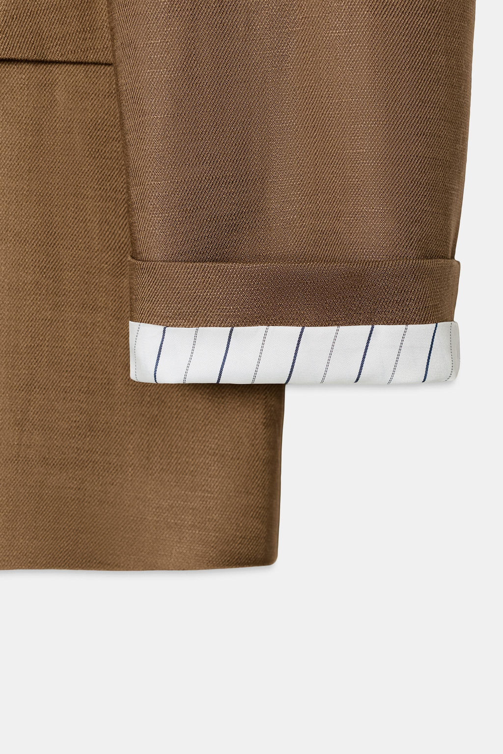 BLAZER CRUZADA CON LINO MANGA REMANGADA / Caramelo - Zara фото 8