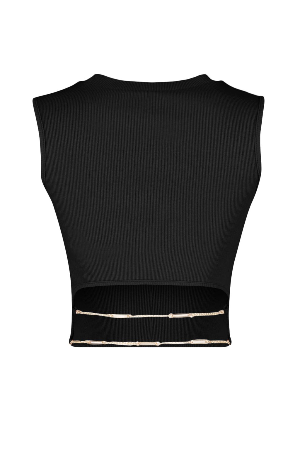 Siyah Zincir Detayl? Fitted/Vucuda Oturan Crop Bisiklet Yaka Fitilli Esnek Orme Bluz TWOSS23BZ00567 - Trendyolmilla фото 8