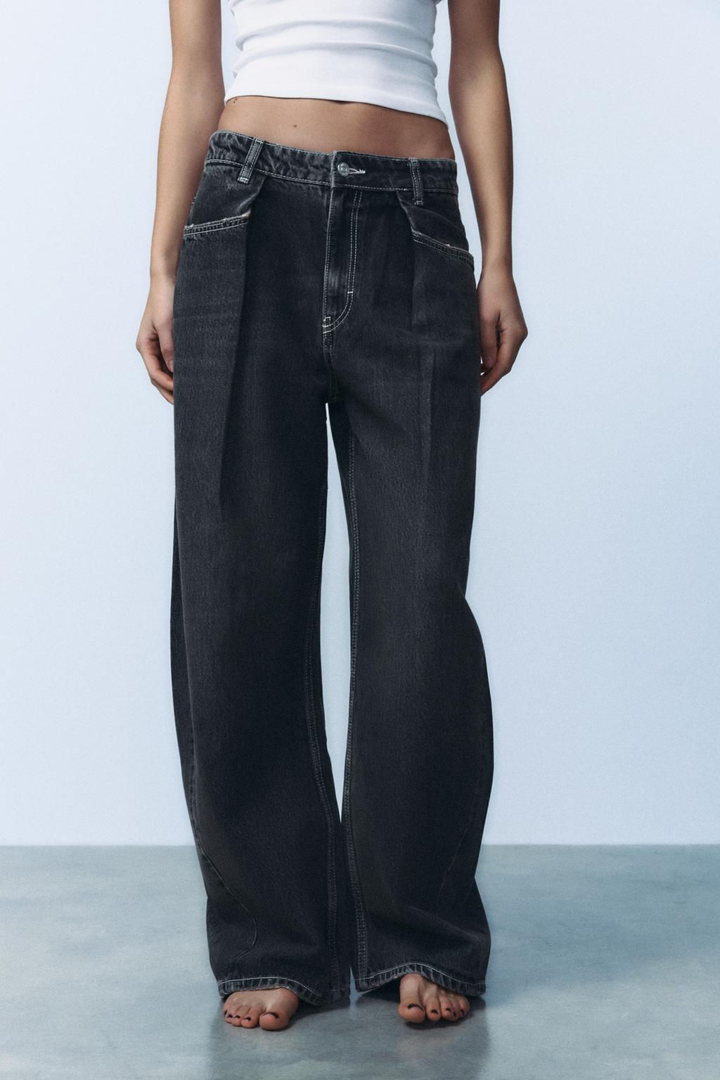 TRF RELAXED FIT HIGH-WAIST JEANS WITH PLEATS - Zara фото 2