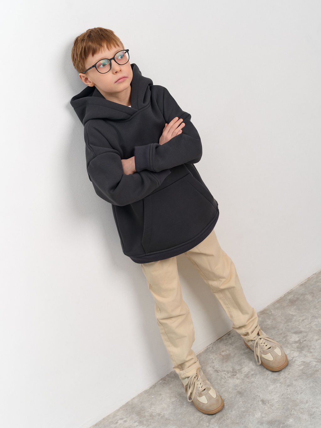 Толстовка с капюшоном для мальчика "Basic" темно-серый