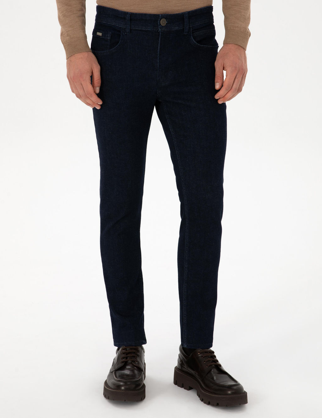 Lacivert Slim Fit Pamuk Kar___ml_ Jean Pantolon