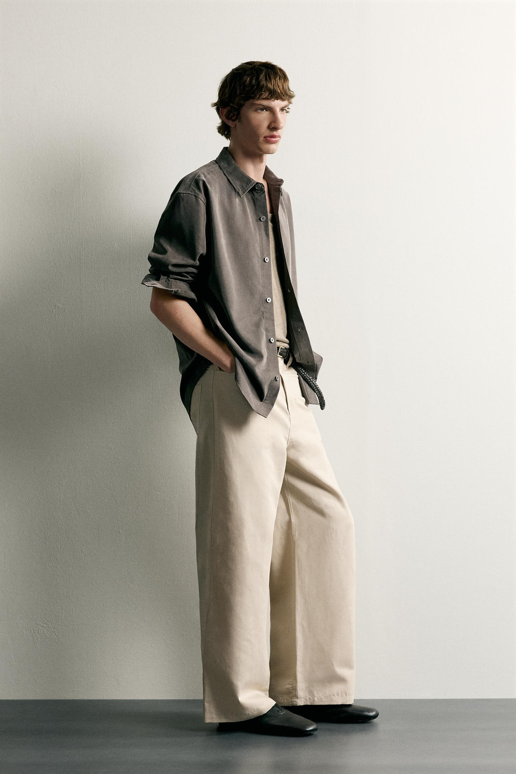 PANTAL?N RELAXED FIT ALGOD?N - LINO / Beige - Zara фото 3