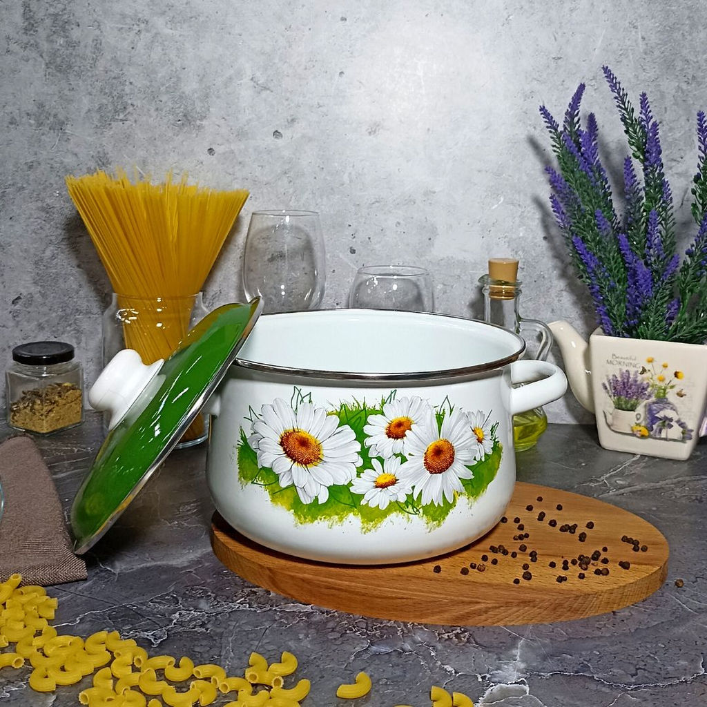 Кастрюля 2.0л конич. Ромашки белосн.1с45я