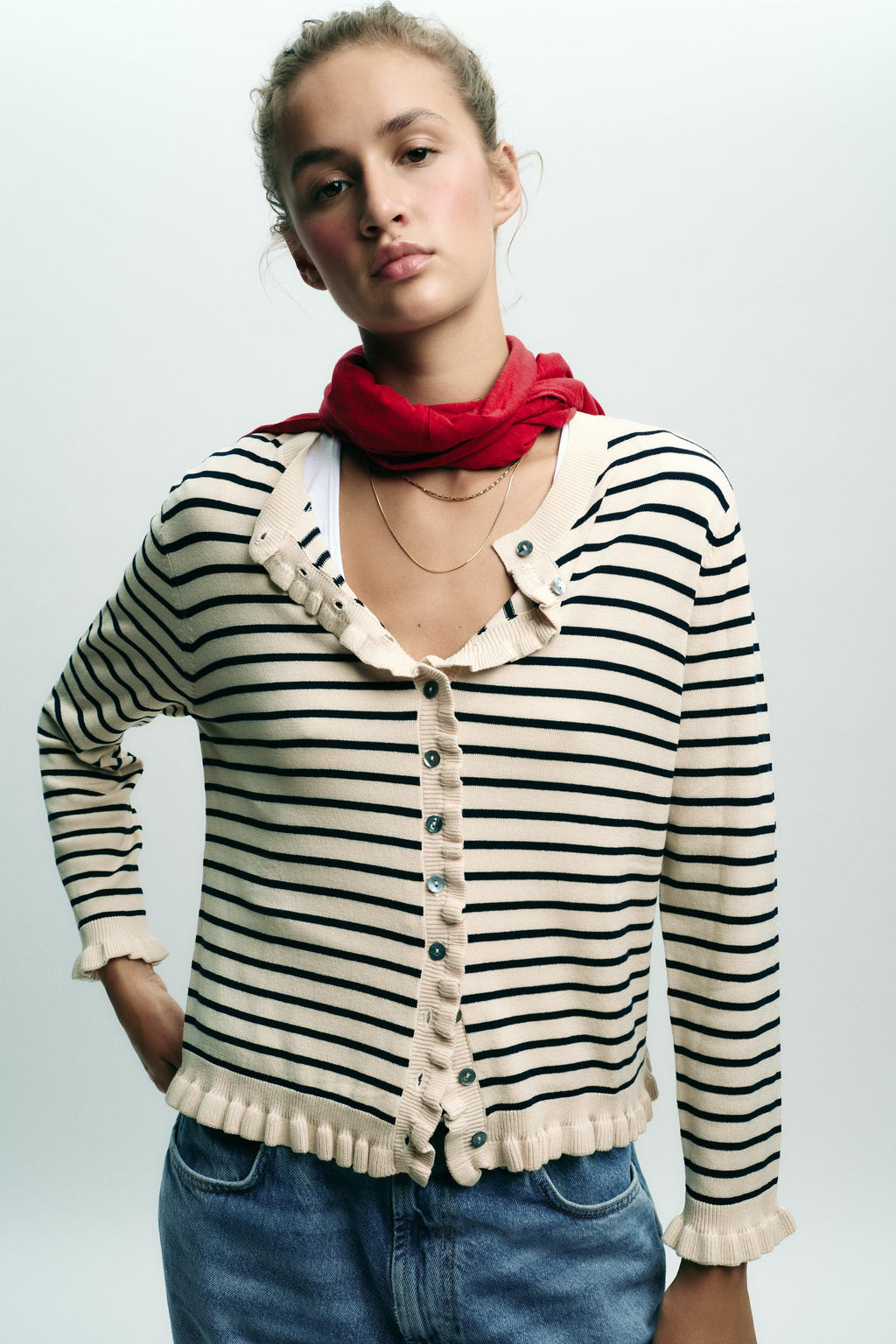 RUFFLE TRIM CARDIGAN - Zara фото 2