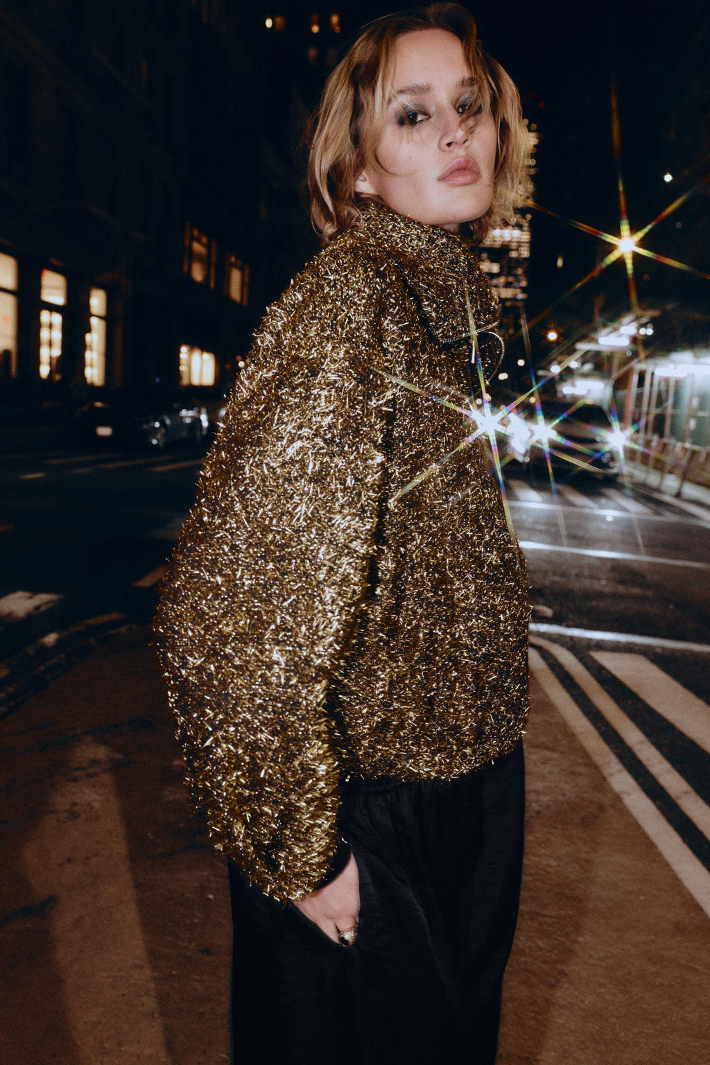 METALLIC THREAD BOMBER JACKET - Zara фото 3