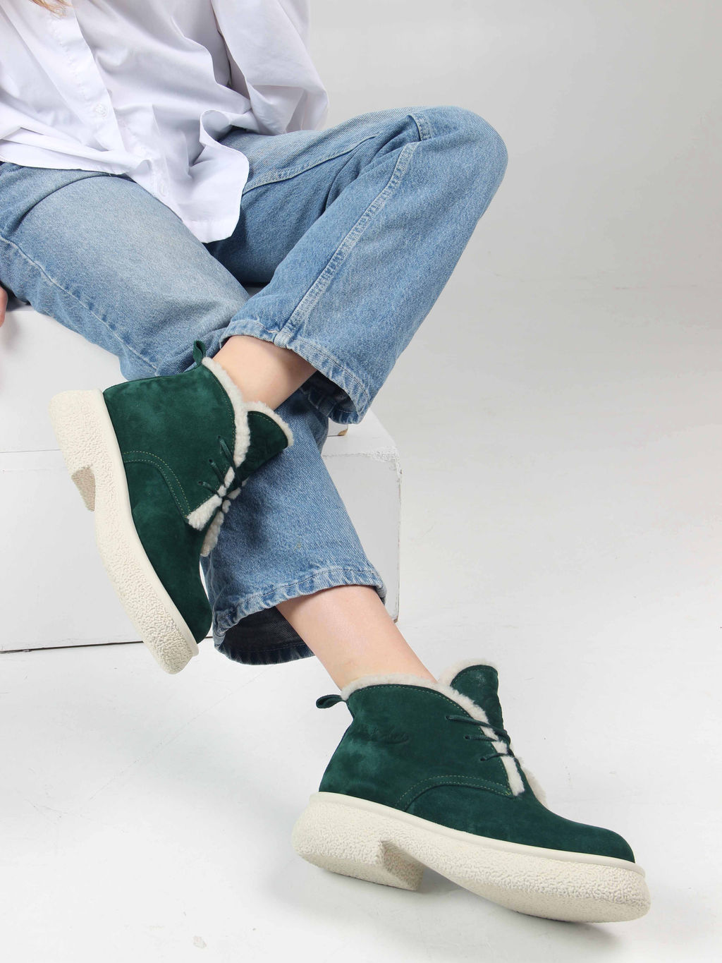 Ботинки EDART 308.агата w. зеленый замша/мех - Ed'art фото 5