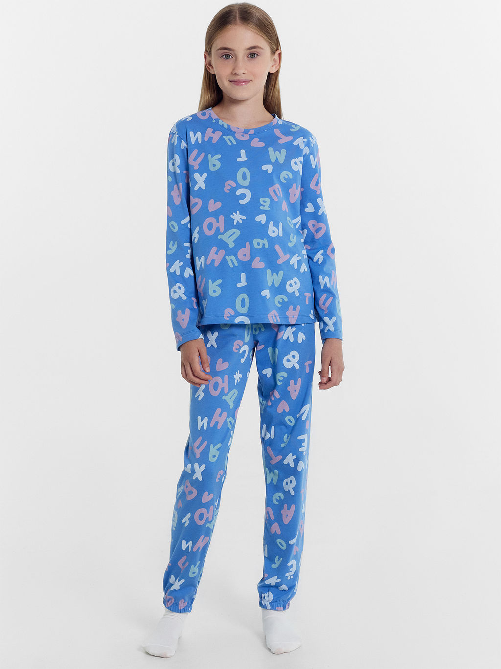 Комплект для девочек (джемпер, брюки) синий с алфавитом - Mark formelle фото 2