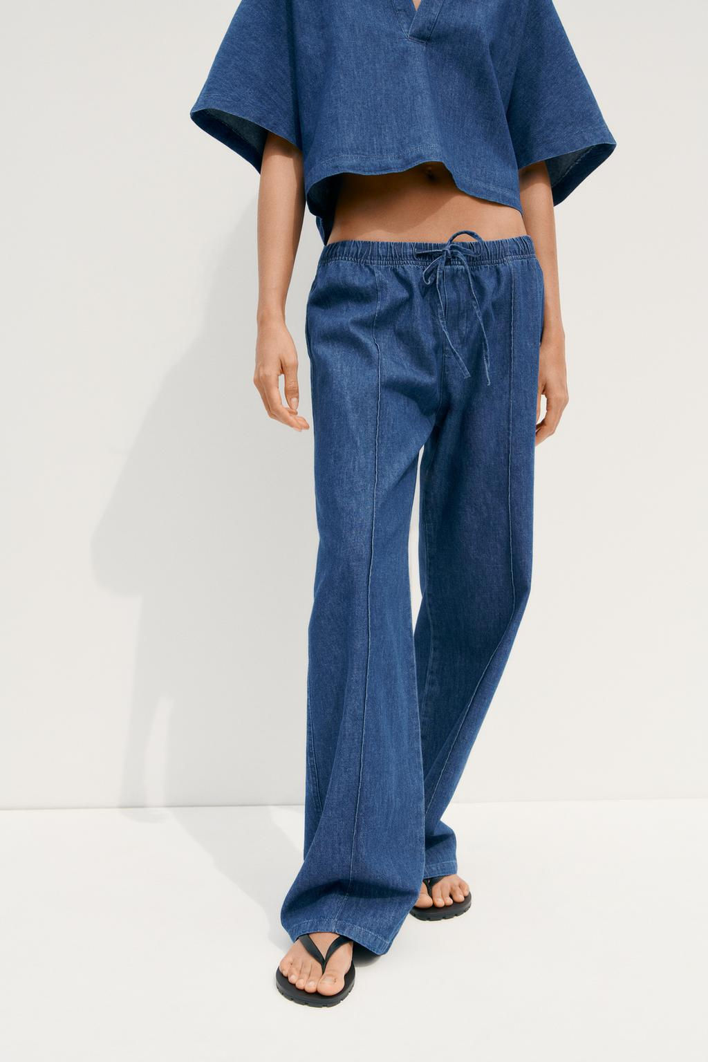TRF DENIM PYJAMA TROUSERS - Zara фото 2