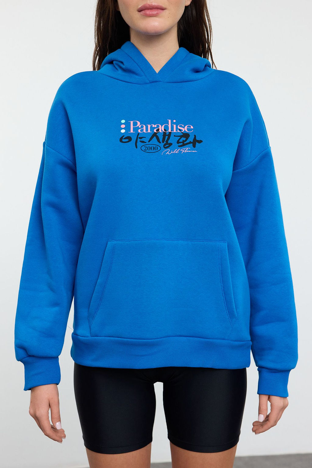 Saks On Arka Bask?l? Oversize/Genis Kal?p Kapusonlu Orme Sweatshirt TWOAW25SW00247 - Trendyolmilla фото 3