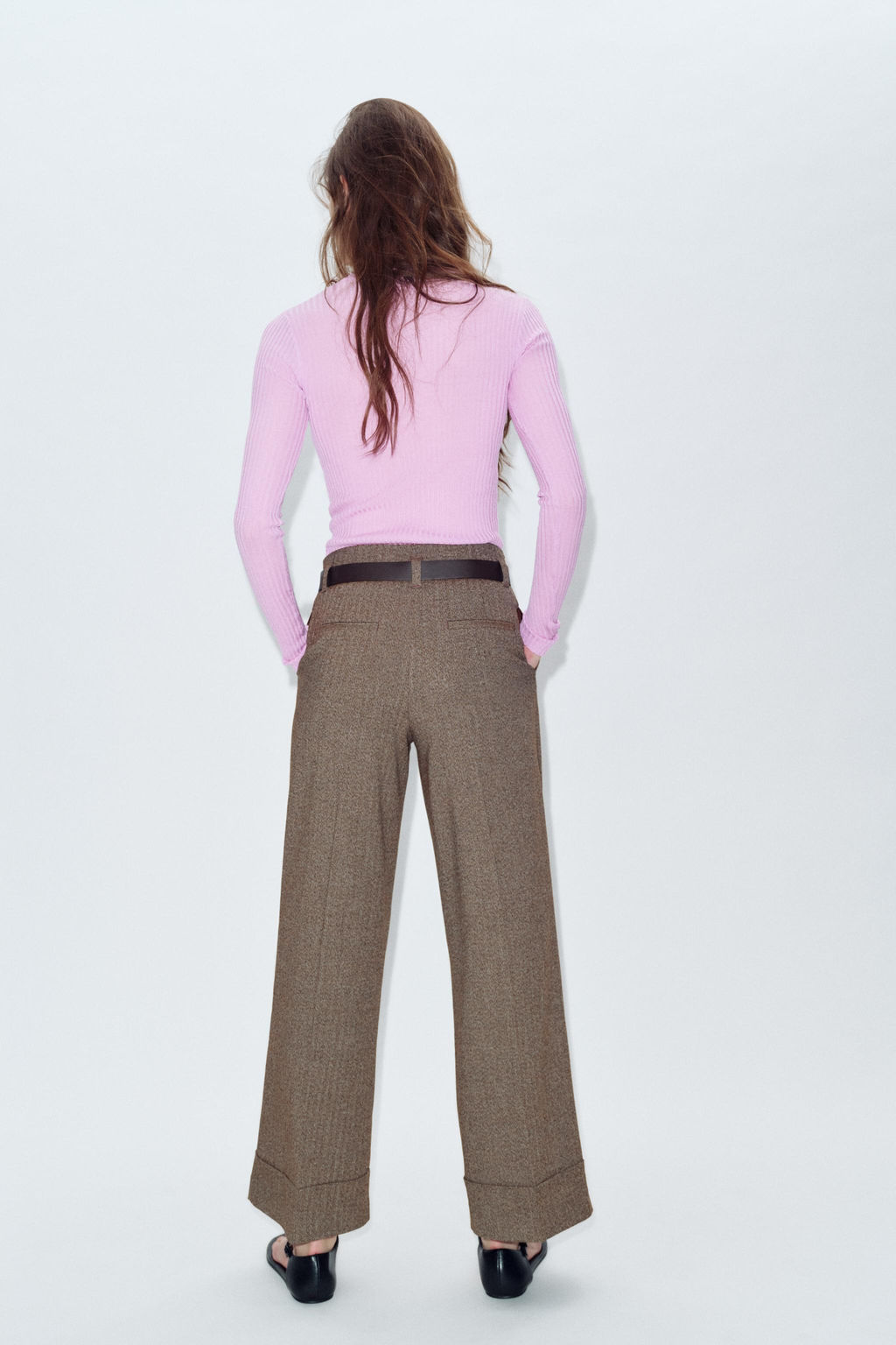 HERRINGBONE TROUSERS WITH BELT - Zara фото 13