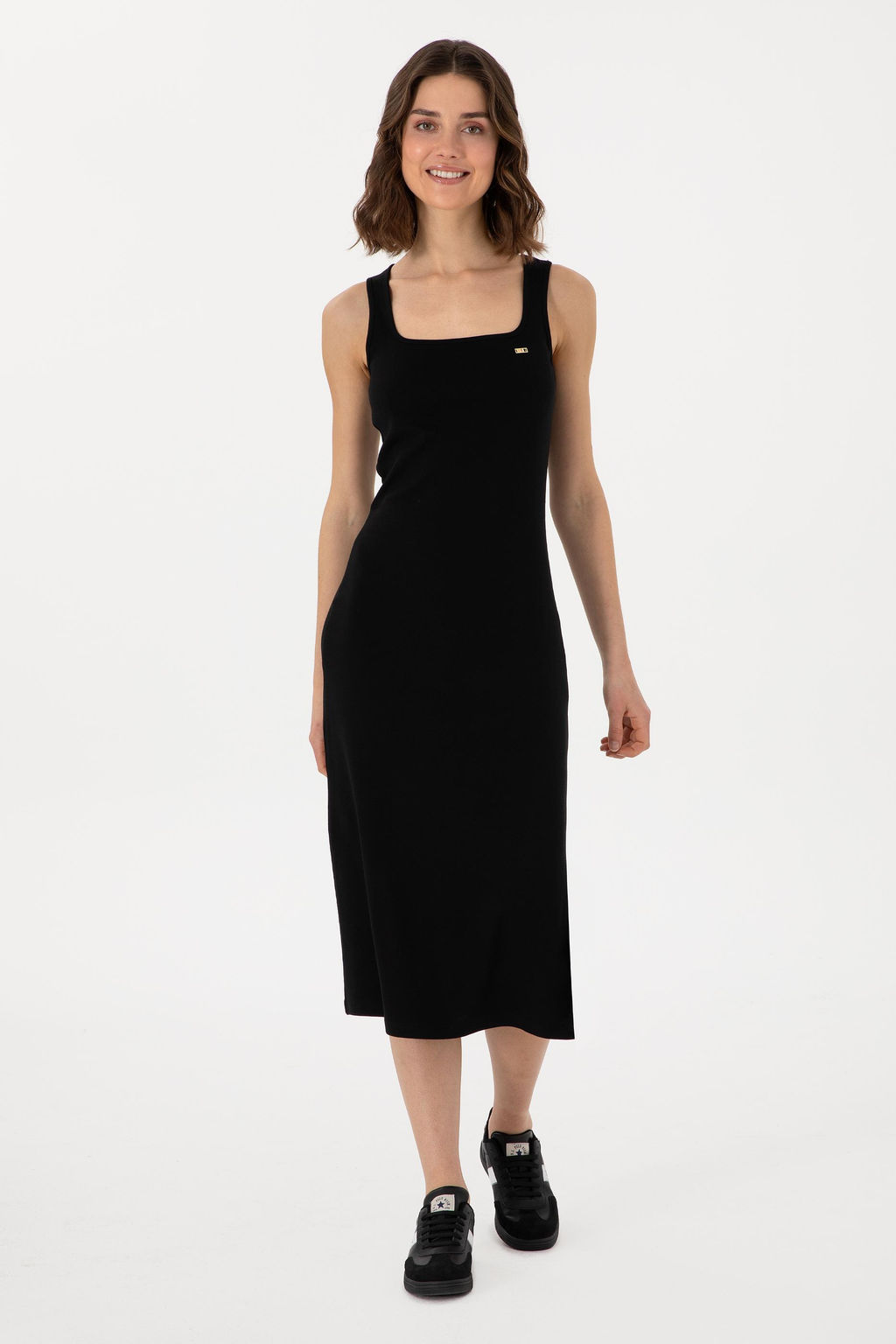 Kad_n Siyah Y_rtma_l_ Kolsuz Kare Yaka _rme Elbise Sepette S_rpriz _ndirim - U.s. polo assn фото 2