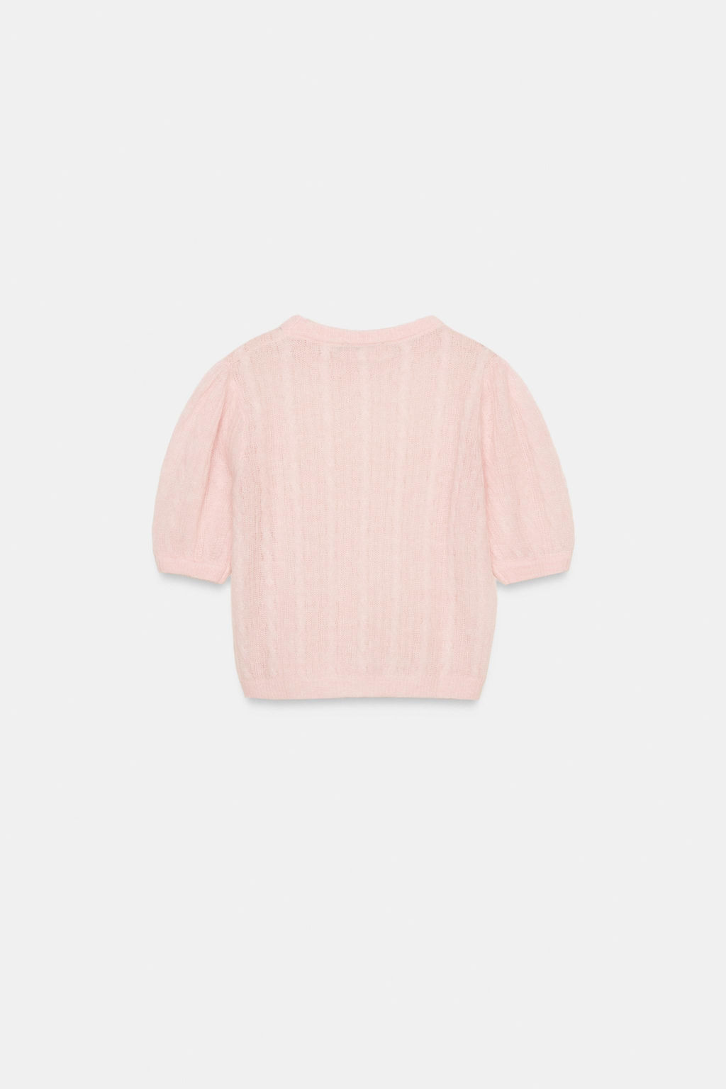 WOOL BLEND CABLE-KNIT SHORT SLEEVE JUMPER - Zara фото 7