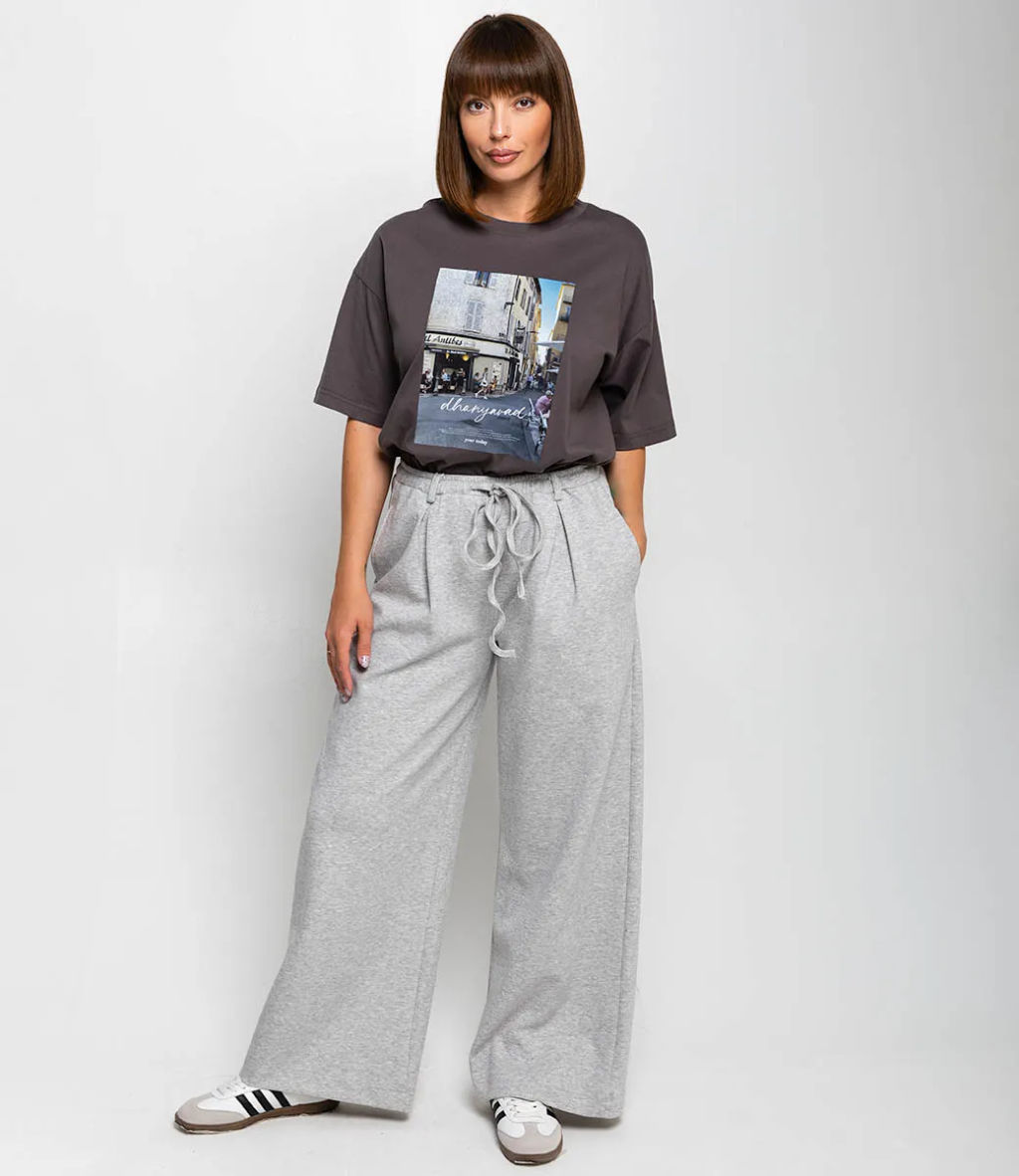 Брюки #КТ2528 (1), серый меланж