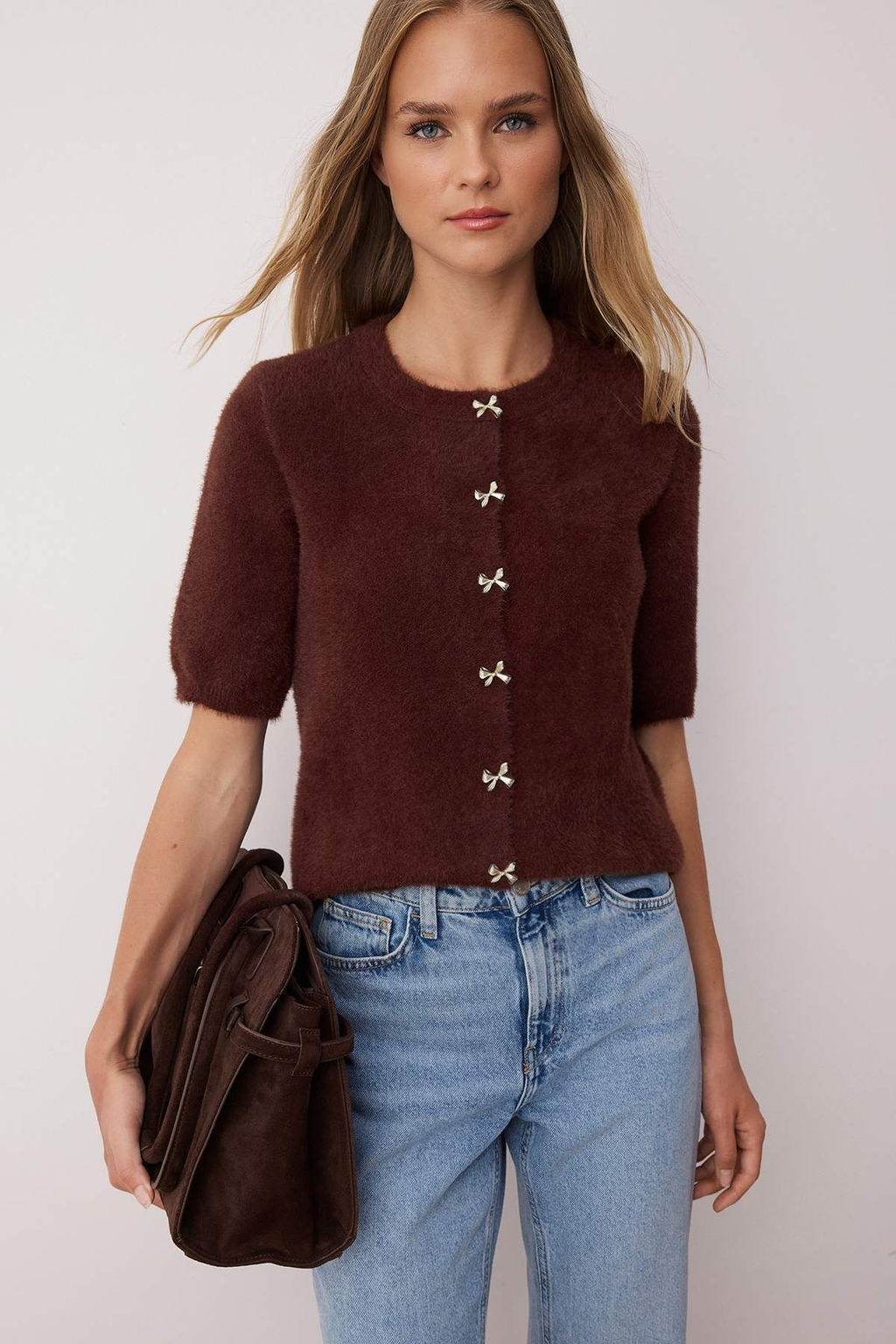 Kahverengi Dugme Detayl? Yumusak Dokulu Triko H?rka TWOAW26HI00099 - Trendyolmilla фото 2