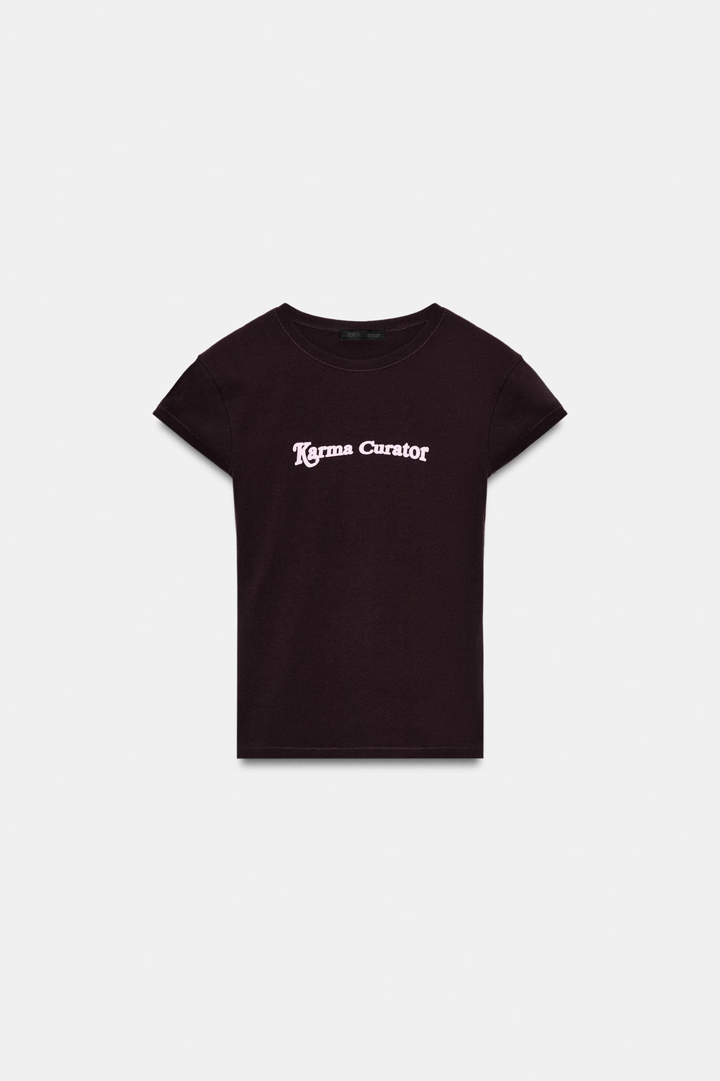CAMISETA TEXTO DELANTERO / Chocolate - Zara фото 4