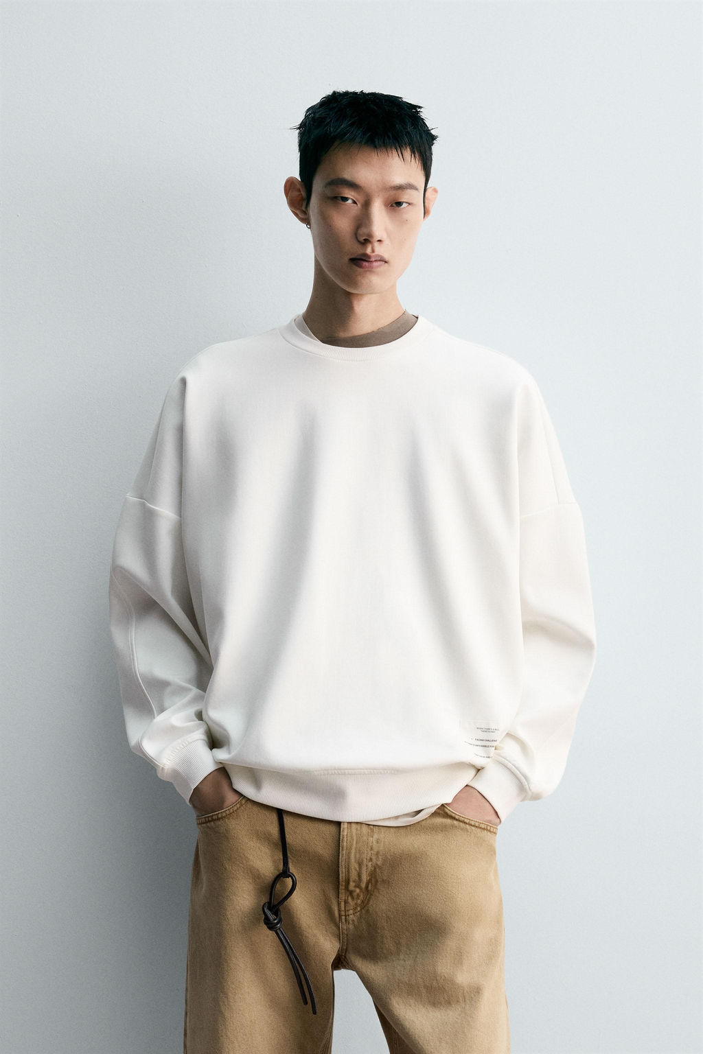 SUDADERA INTERLOCK ETIQUETA / Negro - Zara фото 2