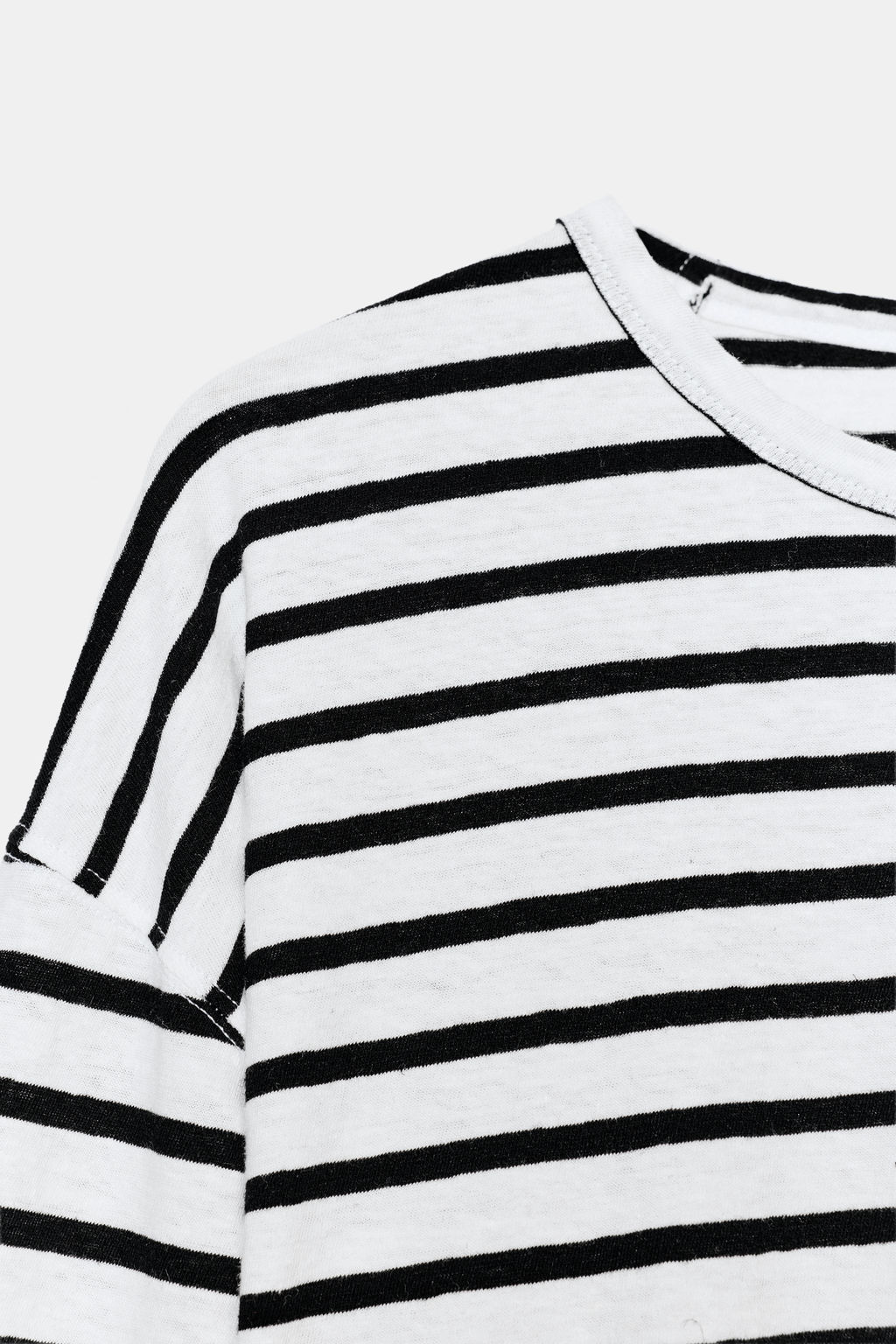 CAMISETA ALGOD?N Y LINO RAYAS / Negro / Blanco - Zara фото 6
