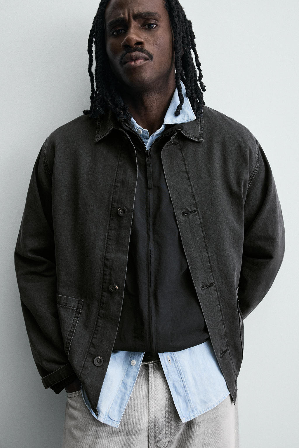 WASHED COTTON/LINEN OVERSHIRT - Zara фото 6
