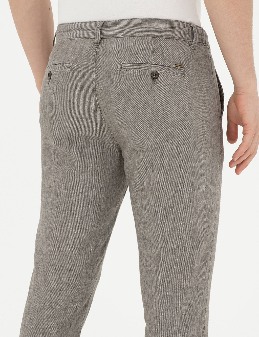 Ye_il Slim Fit Keten Kar___ml_ Kanvas Pantolon