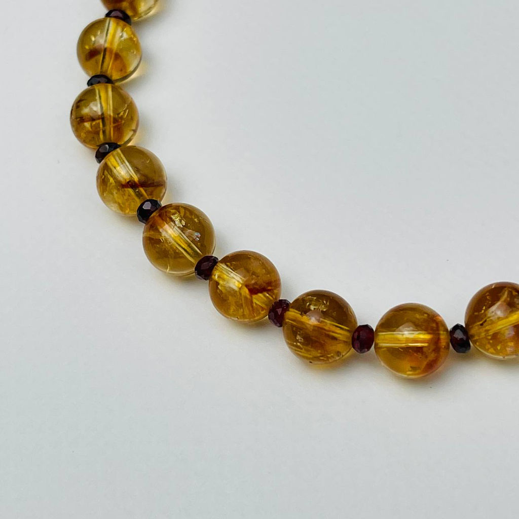 Бусы из Цитрина и Граната (Бразилия/Индия)
