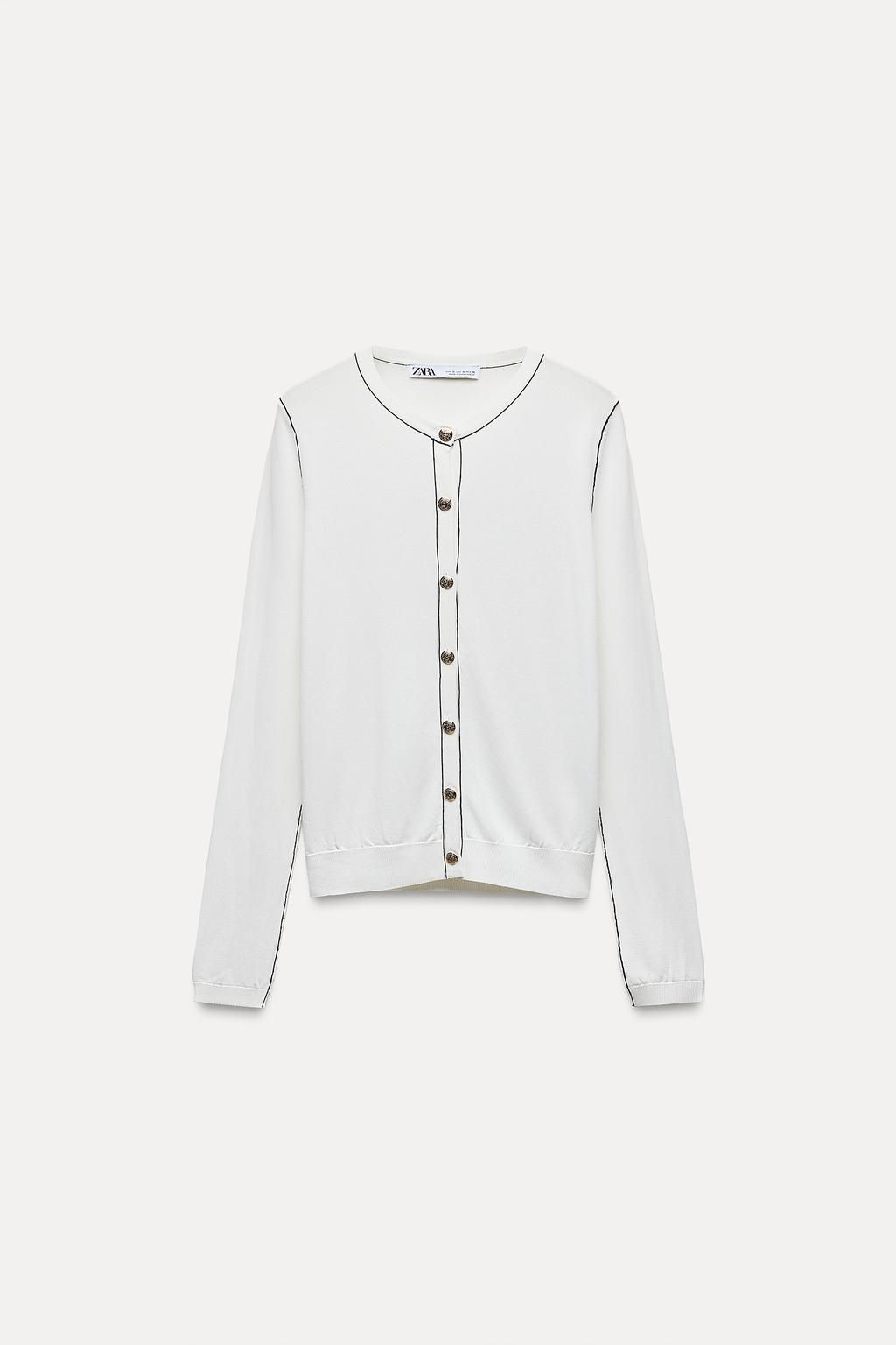 PLAIN KNIT CARDIGAN WITH CONTRAST TRIMS - Zara фото 9
