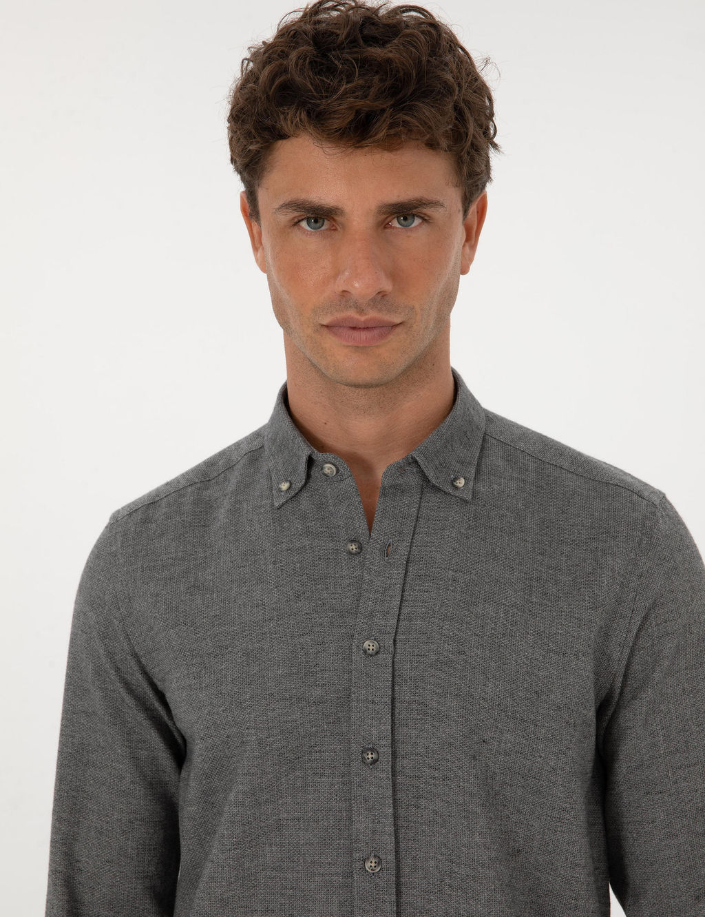 Gri Slim Fit Uzun Kollu G_mlek - Pierre cardin фото 2