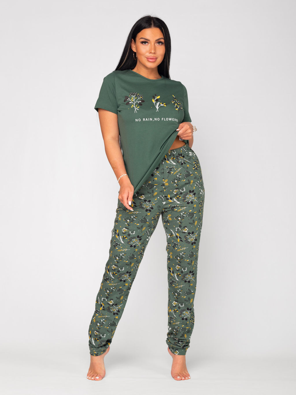 Пижама женская кулирка с брюками "ФИБИ 2" ЗЕЛЕНЬ