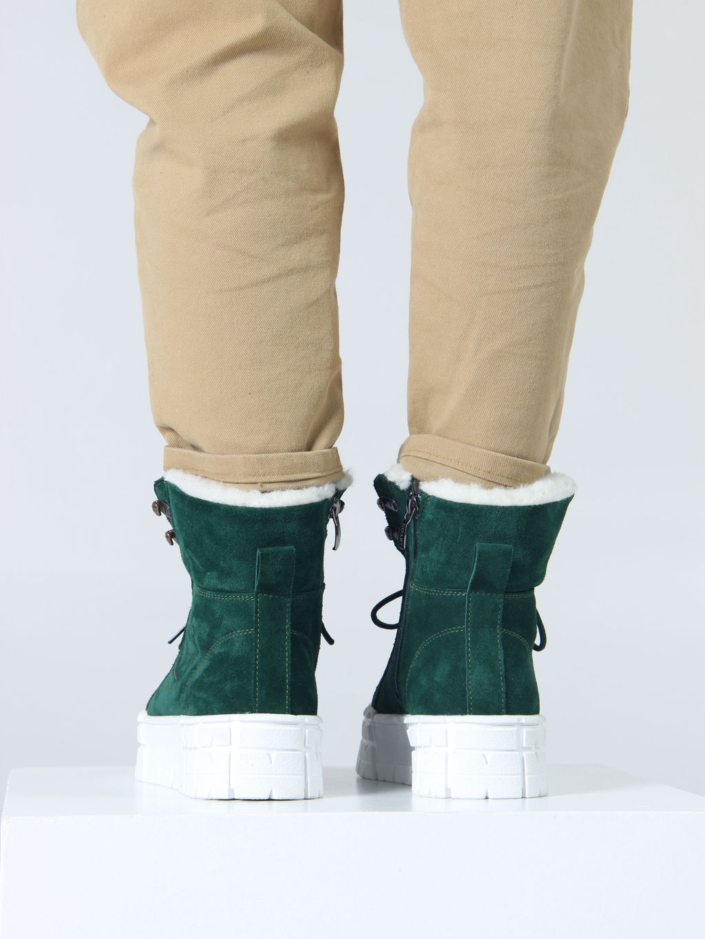 Ботинки 216.212131w. зеленый замша/Мех