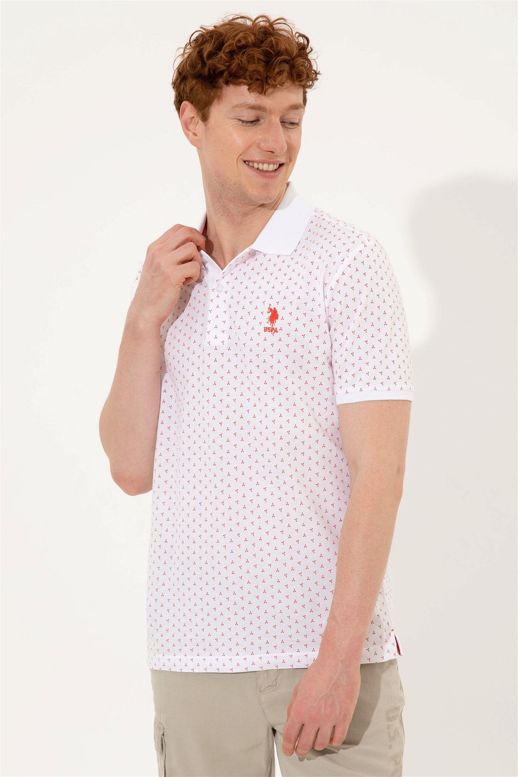 U. S. Polo Assn Мужская красная футболка с воротником-поло - U.s. polo assn фото 9