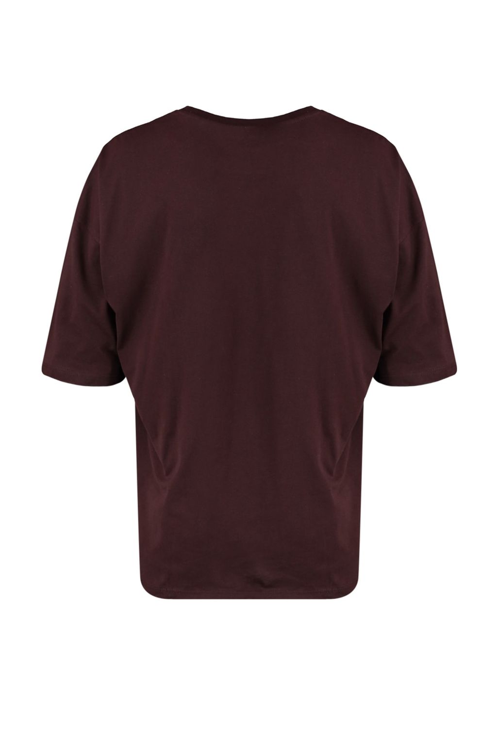 Kahverengi Oversize/Genis Kesim %100 Pamuklu K?sa Kollu Basic T-Shirt TMNSS22TS0318