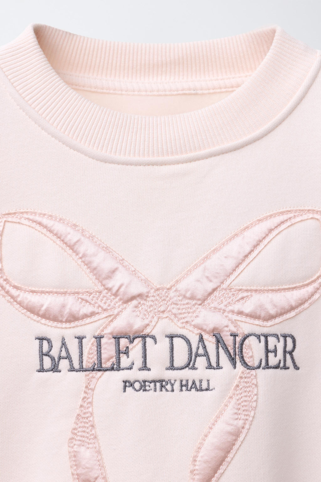 SATIN EMBROIDERED BOW SWEATSHIRT