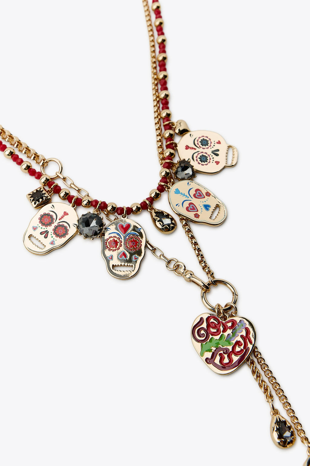 PACK OF 2 ENAMELLED SKULL NECKLACES - Zara фото 3