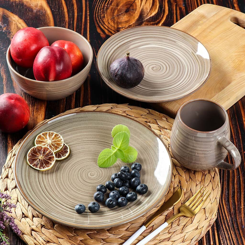 Тарелка обеденная, керамика, 26 см, круглая, Verde бежевый, Daniks, ST2155 (414827) (4/16)  фото 3