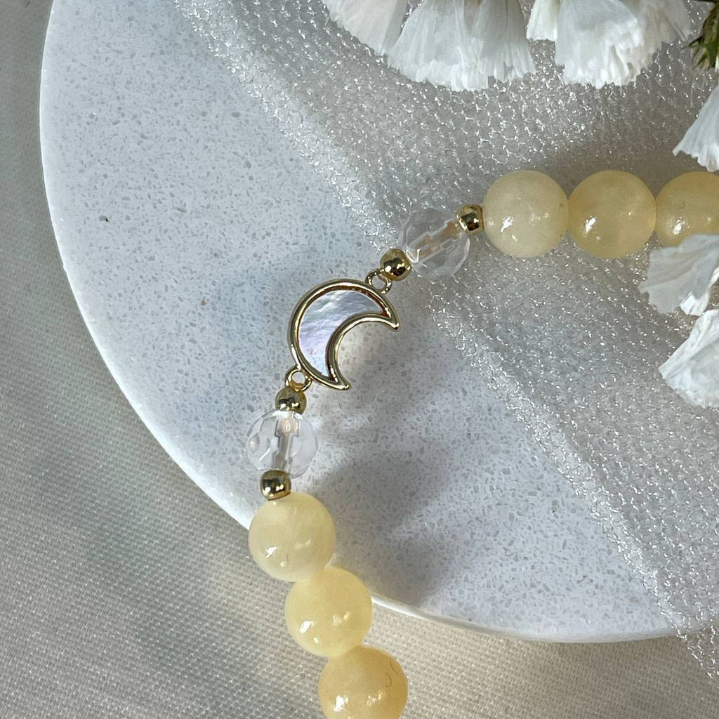 Браслет со вставкой из Кальцита и Горного Хрусатля 17 см