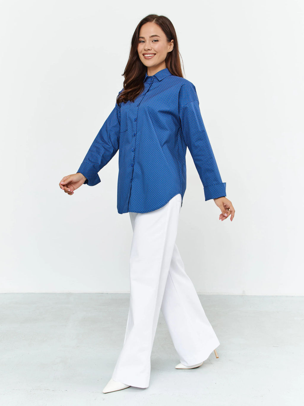 Блузка женская дл. рук. T-lab TL-B-0004V-86201-синий принт  фото 6