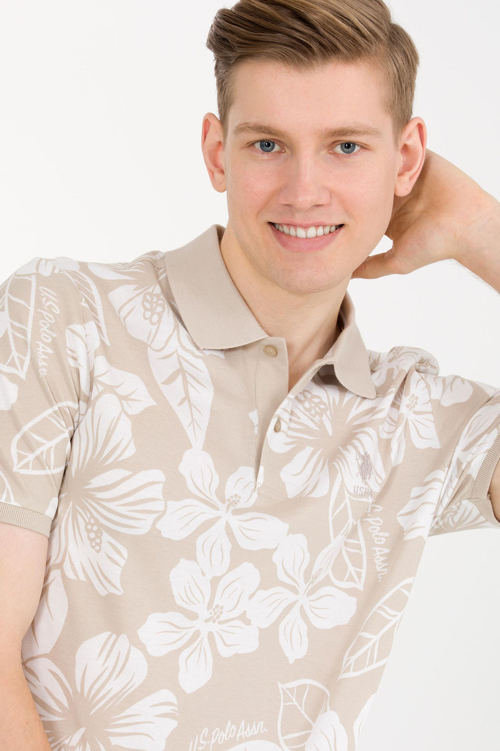 U. S. Polo Assn Мужская футболка с воротником-поло Stone - U.s. polo assn фото 3