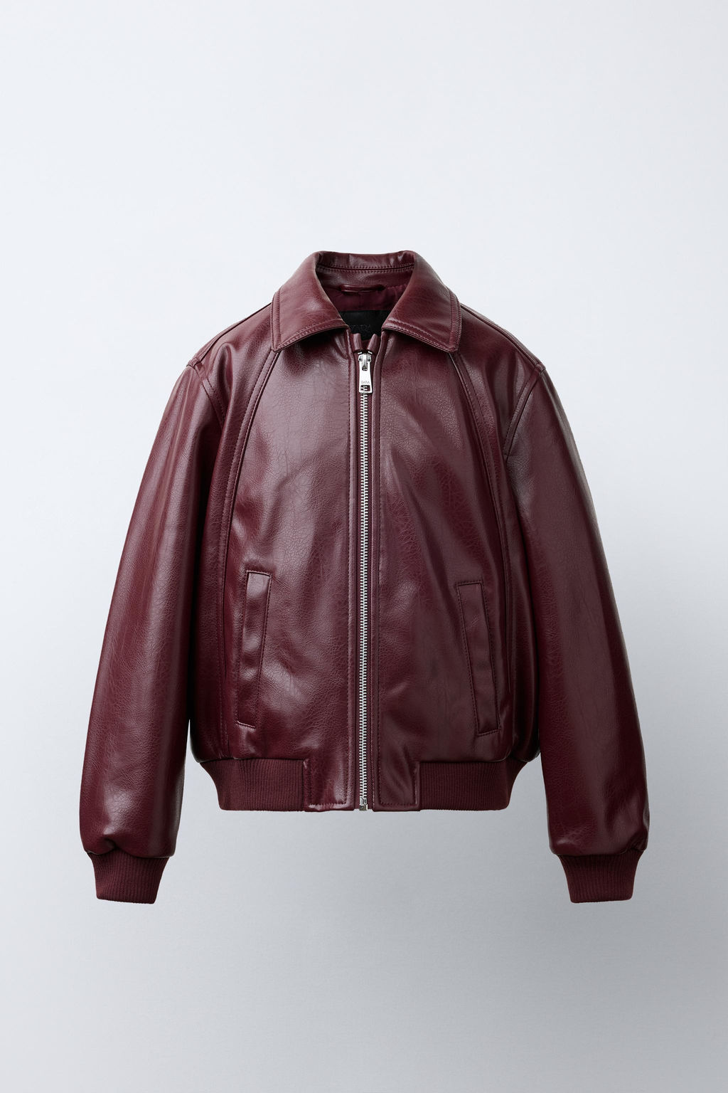 CAZADORA BOMBER EFECTO PIEL / Burgundy - Zara фото 2