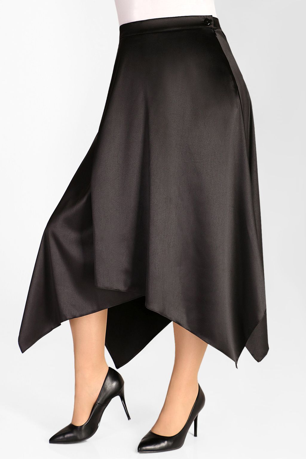 Юбка черная атласная асимметричная - Almond фото 8