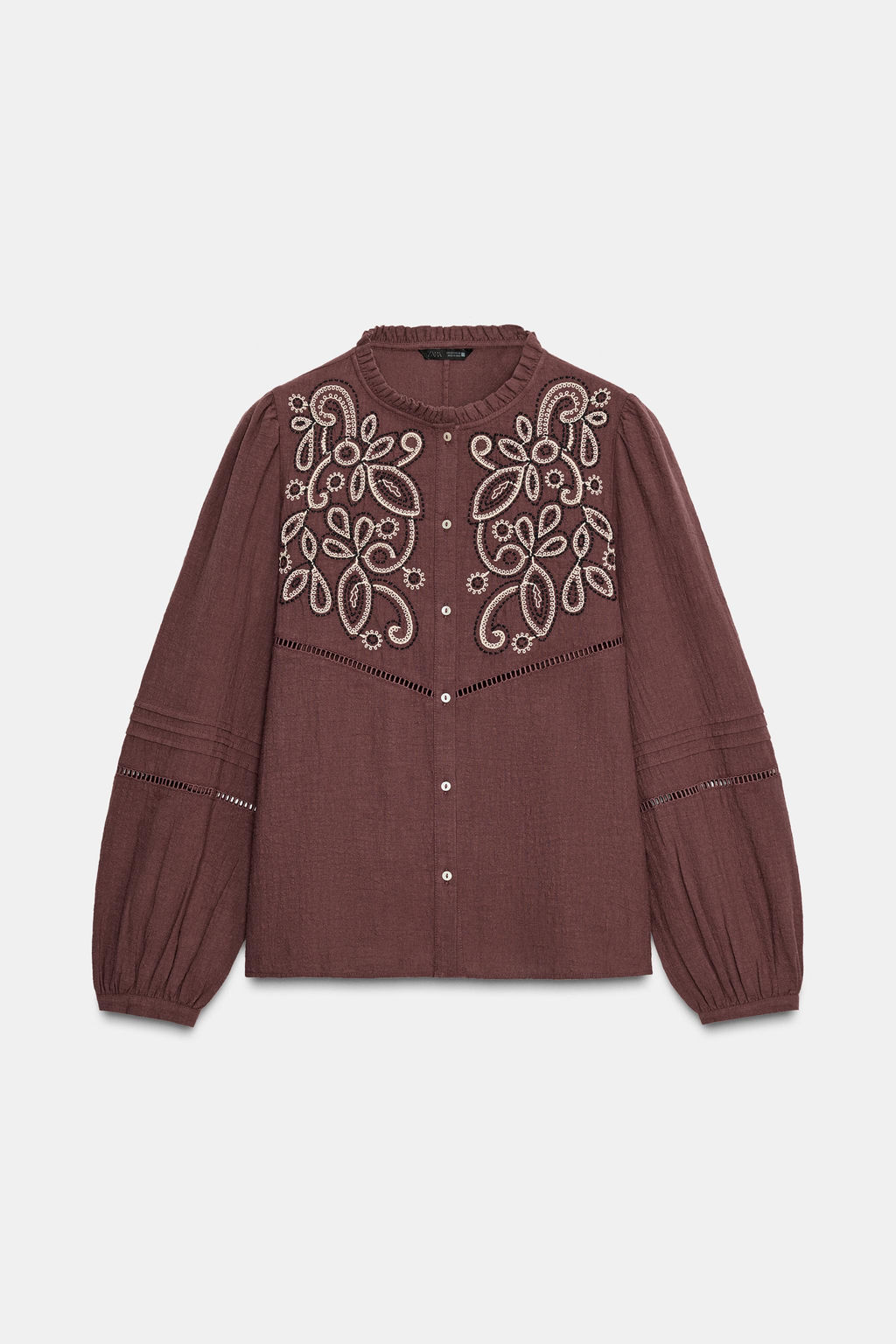EMBROIDERED BIB BLOUSE - Zara фото 4