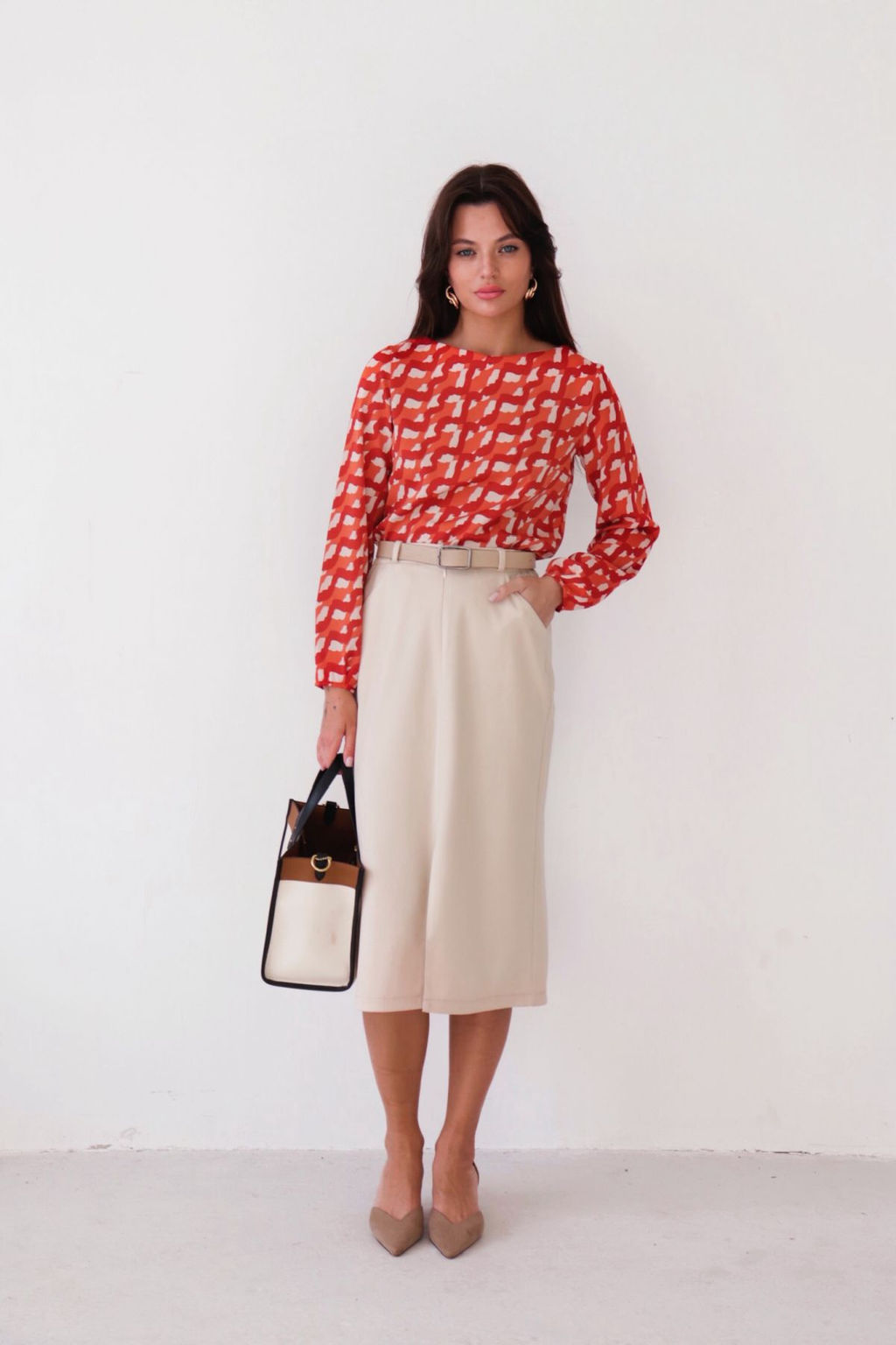 Блуза прямого силуэта с вырезом лодочка - Martichelli фото 2