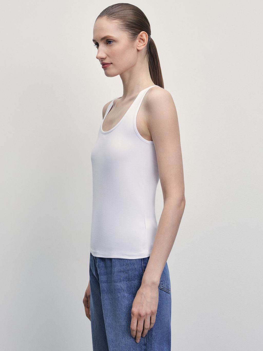 Базовый топ из эластичного хлопка / Zarina  фото 4