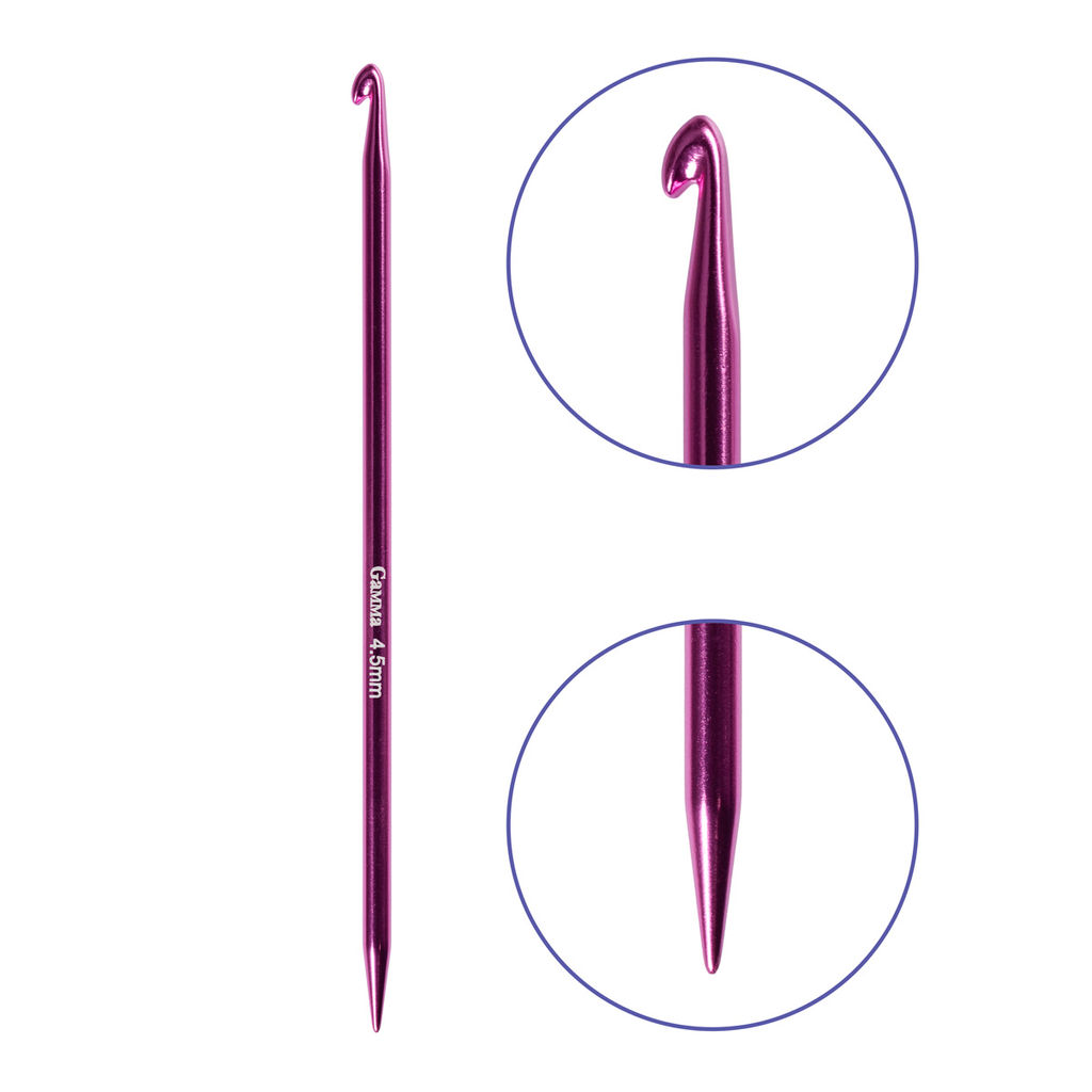 Для вязания Gamma CH-N крючок-спица алюминий d 4.5 мм 15 см в чехле  фото 4